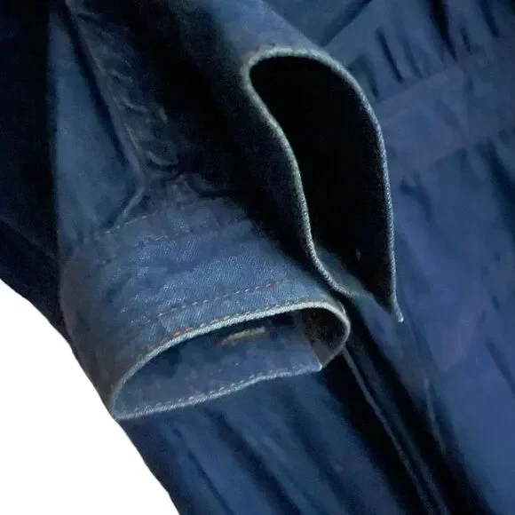 (SOLD) LIZ CLAIBORNE VINTAGE Western Denim Long Sleeve Midi Dress Blue Brown 8 - Picture 6 of 7